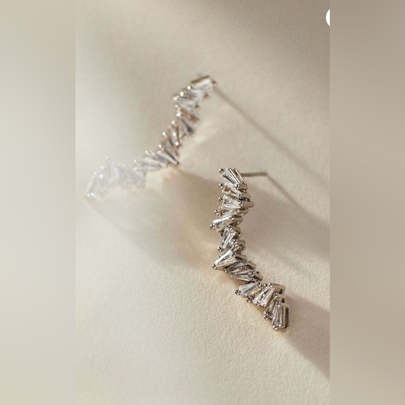 KENNETH JAY LANE BAGUETTE ZIGZAG CRYSTAL EARRINGS - Picture 1 of 3
